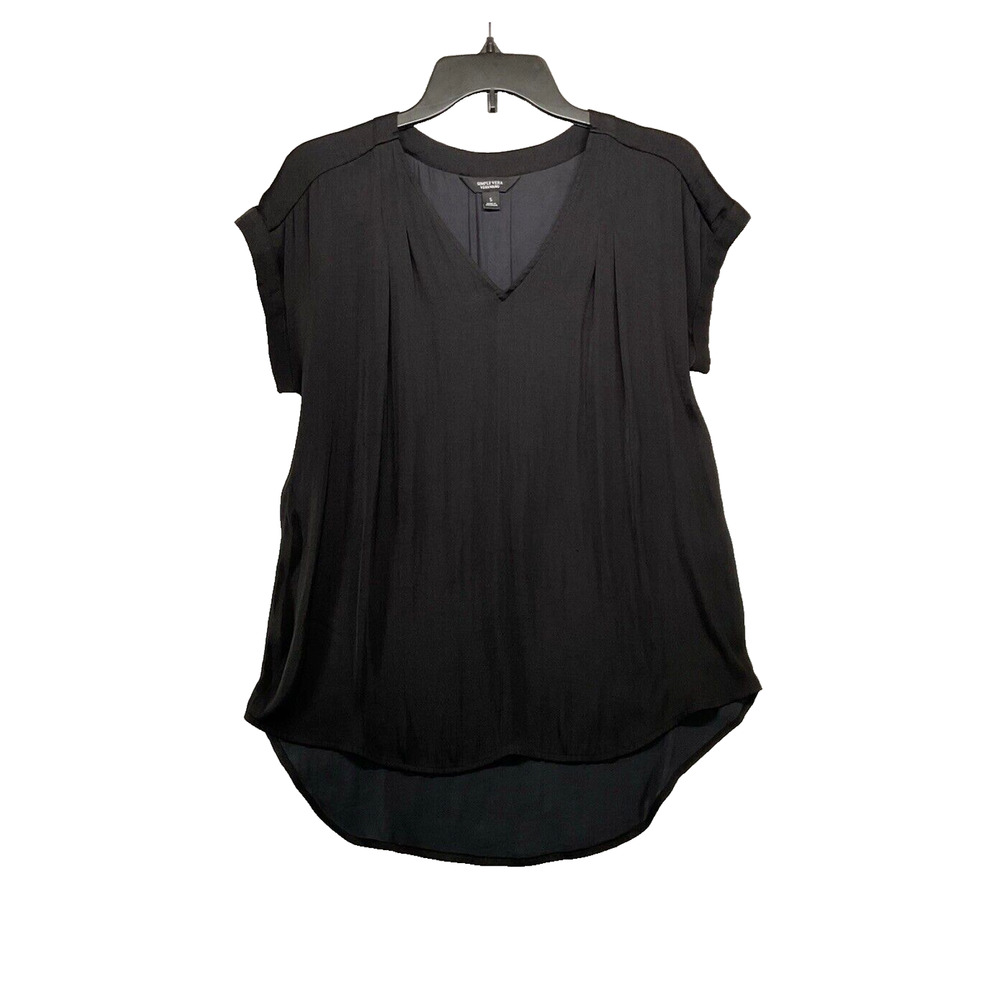 Simply Vera VeraWang Womens Short Sleeve Black Shirt Size Small